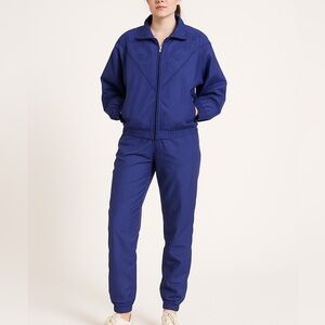 Vintage 80s Bold Spirit Periwinkle Blue Purple Lined Windbreaker Track Suit Set